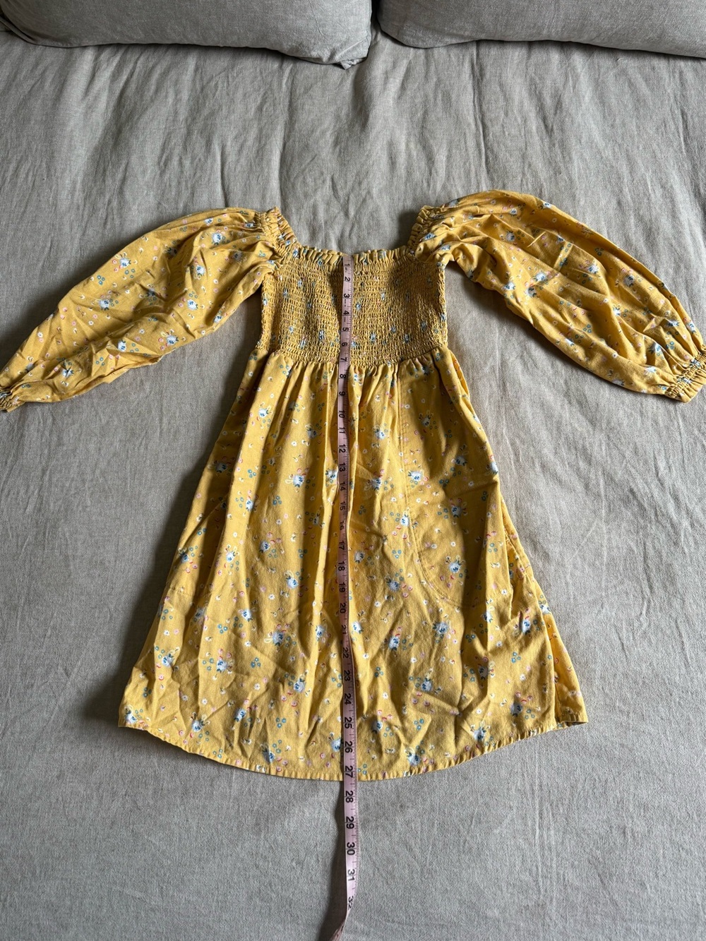 Billabong / Wrangler Mustard Yellow Floral Puff Sleeve Dress S - Picture 2 of 4